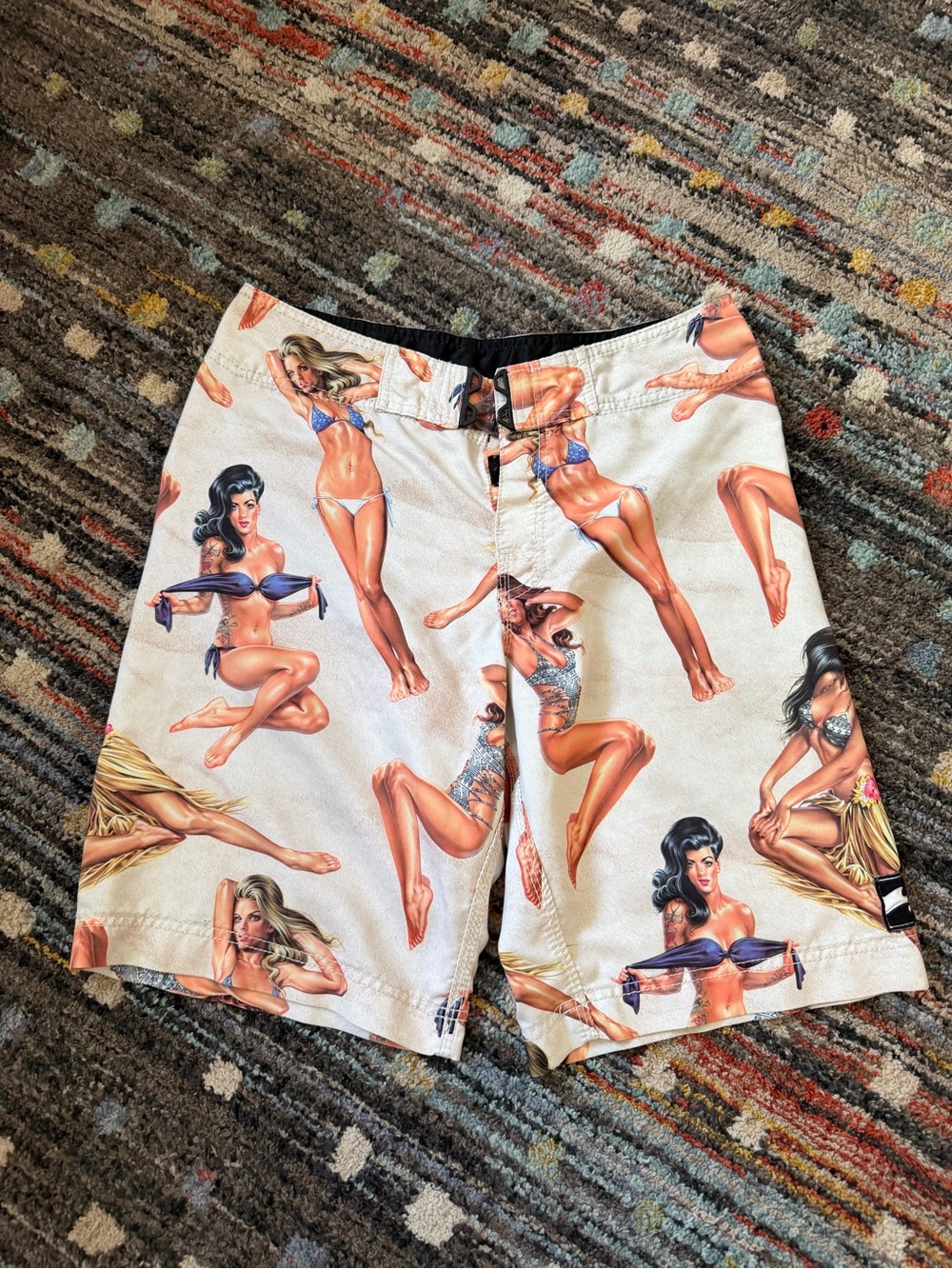 Billabong Cream Pin-Up Print Men’s Swim Board Shorts